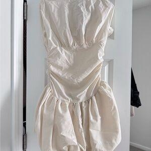 PrettyLittleThing Cream Strapless Dress